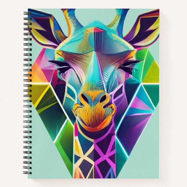 Colorful Geometric Giraffe Head Notebook (Front)