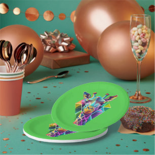 Colorful Geometric Giraffe Head Paper Plates