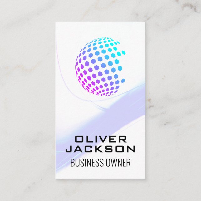 Colorful Geometric Globe Business Card (Front)