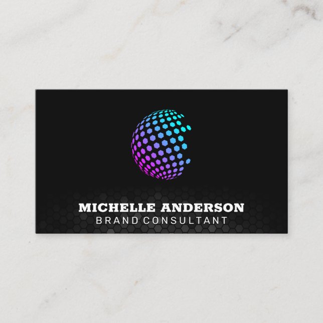 Colorful Geometric Globe | Geometric Background Business Card (Front)