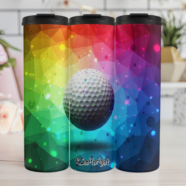 Colorful Geometric Golf Ball Art Thermal Tumbler (Creator Uploaded)