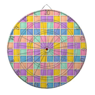 Colorful Geometric Grid Panel Dart Board