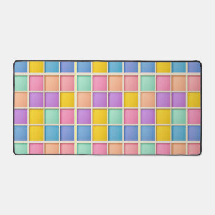 Colorful Geometric Grid Panel Desk Mat