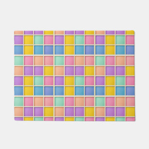 Colorful Geometric Grid Panel Doormat