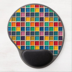 Colorful Geometric Grid Panel Gel Mouse Pad