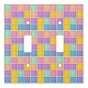 Colorful Geometric Grid Panel Light Switch Cover