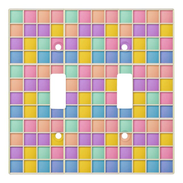 Colorful Geometric Grid Panel Light Switch Cover (Front)