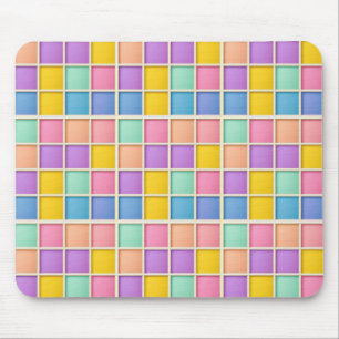 Colorful Geometric Grid Panel Mouse Pad