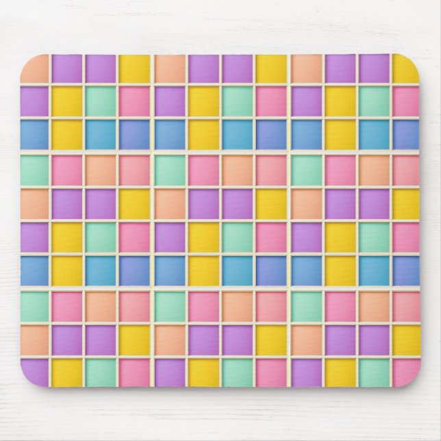 Colorful Geometric Grid Panel Mouse Pad (Front)