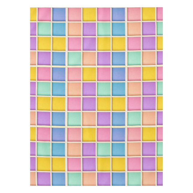 Colorful Geometric Grid Panel Tablecloth (Front)