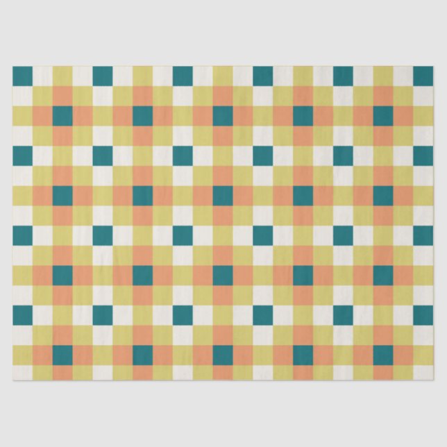 Colorful Geometric Grid Pattern with Retro Palette Tissue Paper (Front)