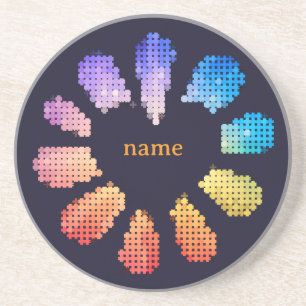 Colorful Geometric Heart Shaped Flower Coaster