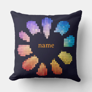 Colorful Geometric Heart Shaped Flower Throw Pillow