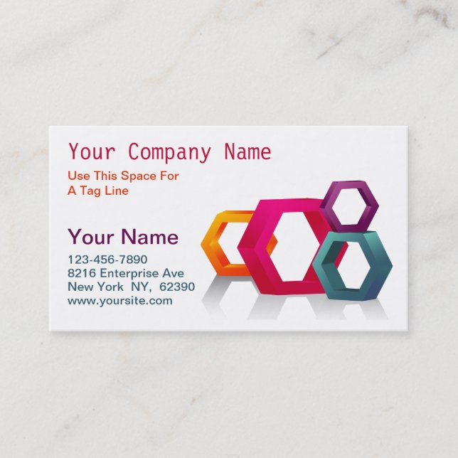 Colorful Geometric Hexagons Business Card (Front)
