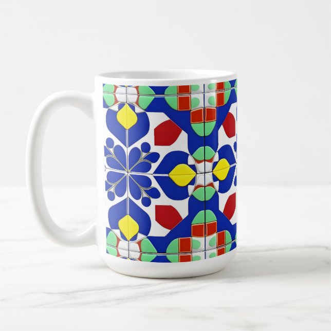 Colorful Geometric Inspired Floral Pattern Coffee Mug (Left)