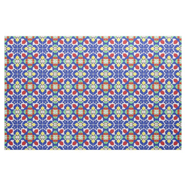 Colorful Geometric Inspired Floral Pattern Fabric (Fat Quarter)