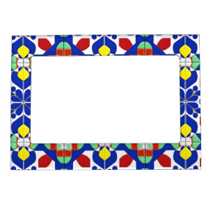 Colorful Geometric Inspired Floral Pattern Magnetic Frame