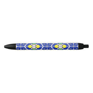 Colorful Geometric Inspired Floral Pattern Pen
