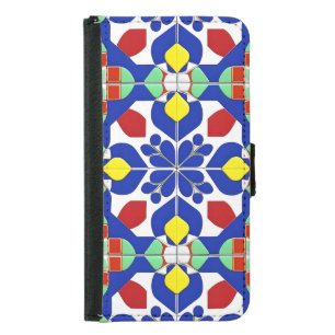 Colorful Geometric Inspired Floral Pattern Samsung Galaxy S5 Wallet Case