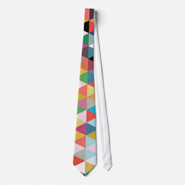 Colorful Geometric Kaleidoscope Patterned Tie (Front)