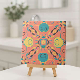 Colorful Geometric Kaleidoscopic Abstract Pattern Ceramic Tile
