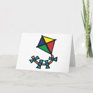 Colorful Geometric Kite with Bow Tail Card