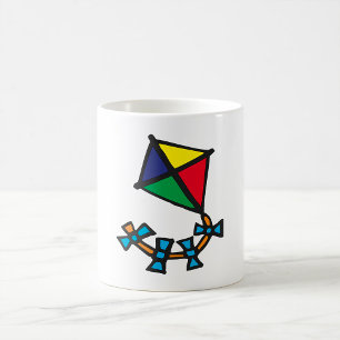 Colorful Geometric Kite with Bow Tail Coffee Mug