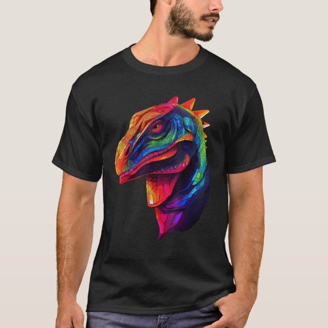 Colorful Geometric Komodo Dragons Lizard Pop Anima T-Shirt (Front)