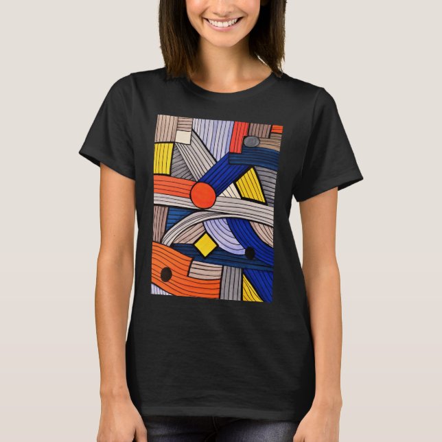 Colorful Geometric Lines Hand-Drawn T-Shirt (Front)