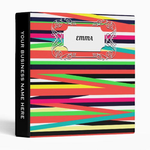 Colorful Geometric Lines Stripes Multi 3 Ring Binder