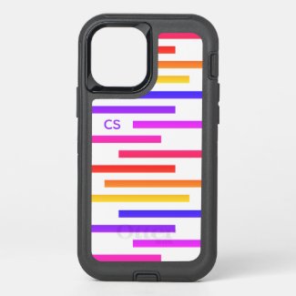 Colorful Geometric Lines with Monogram OtterBox iPhone Case