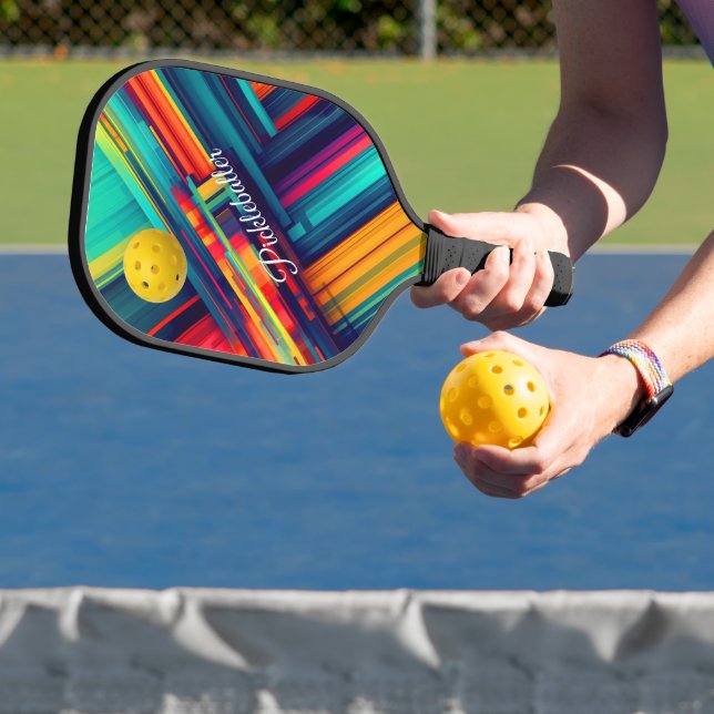 Colorful Geometric Lines with pickleball Paddle (Insitu)