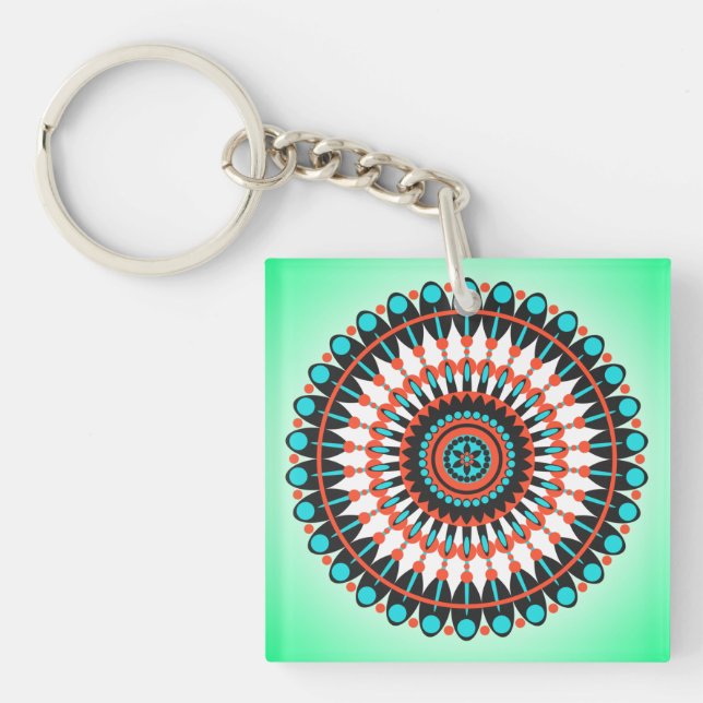 Colorful Geometric Mandala Art-46456 Keychain (Front)