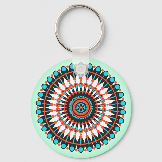 Colorful Geometric Mandala Art-46456 Keychain (Front)