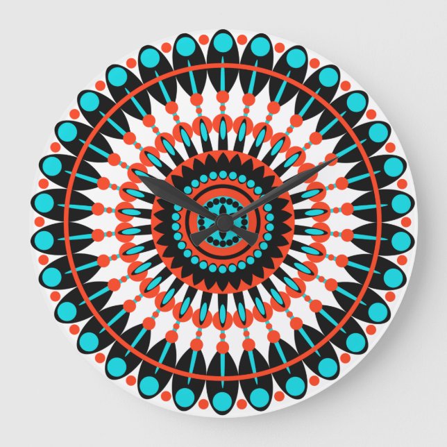 Colorful Geometric Mandala Art-46456 Large Clock (Front)