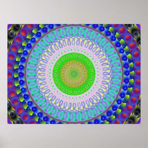 Colorful Geometric Mandala Circle Poster