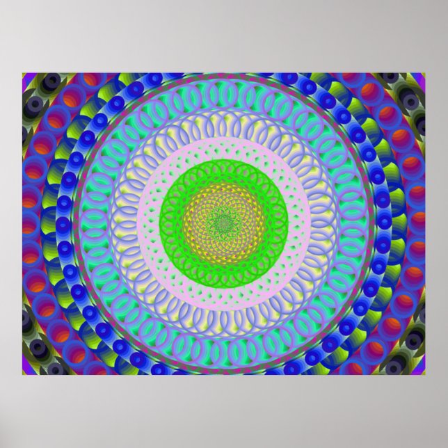 Colorful Geometric Mandala Circle Poster (Front)