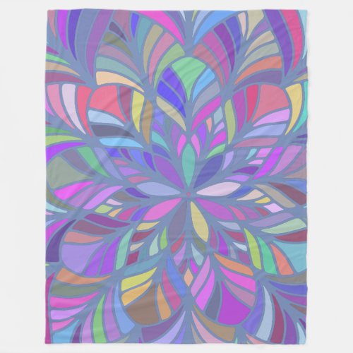 Colorful Geometric Mandala Closeup Fleece Blanket
