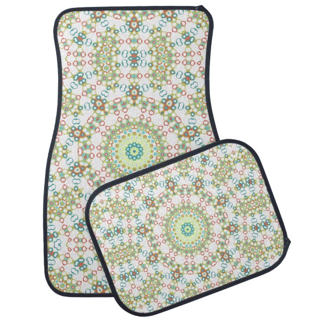 Colorful Geometric Mandala Pattern Car Floor Mat (Set)