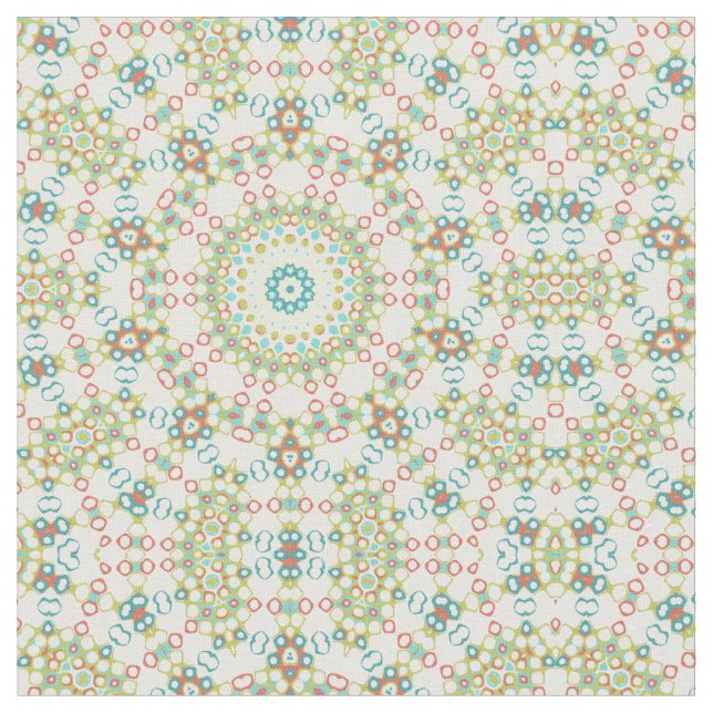 Colorful Geometric Mandala Pattern Fabric (Close Up)