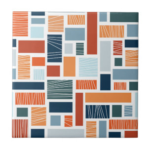 Colorful geometric Mid Century style design Ceramic Tile