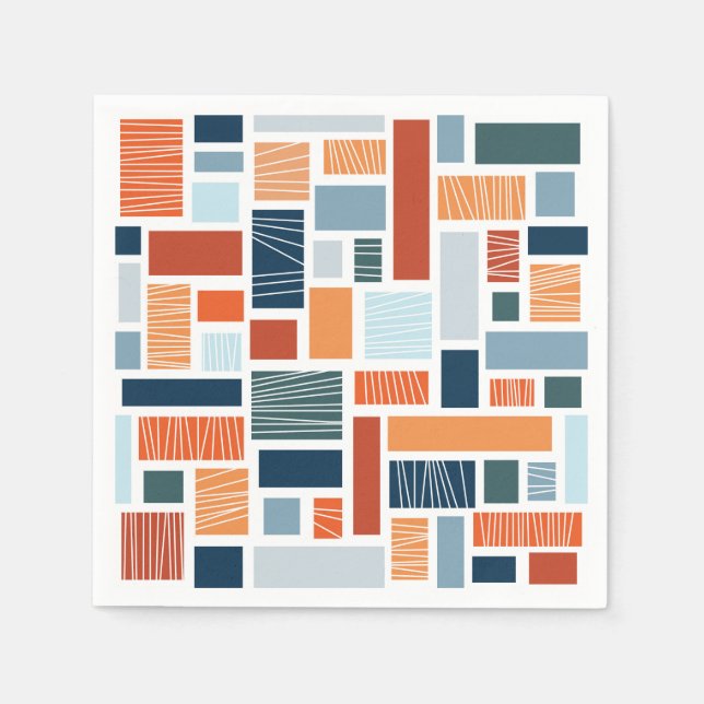 Colorful geometric Mid Century style design Napkins (Front)