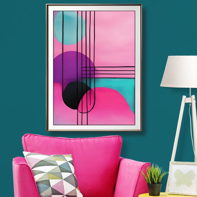 Colorful Geometric Modern Art unframed Poster (Add a pop of color to any room with this minimalist modern art poster.)