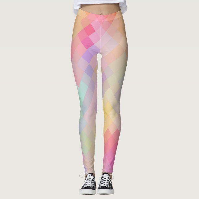 Colorful Geometric Modern Diamond Pattern #13 Leggings (Front)