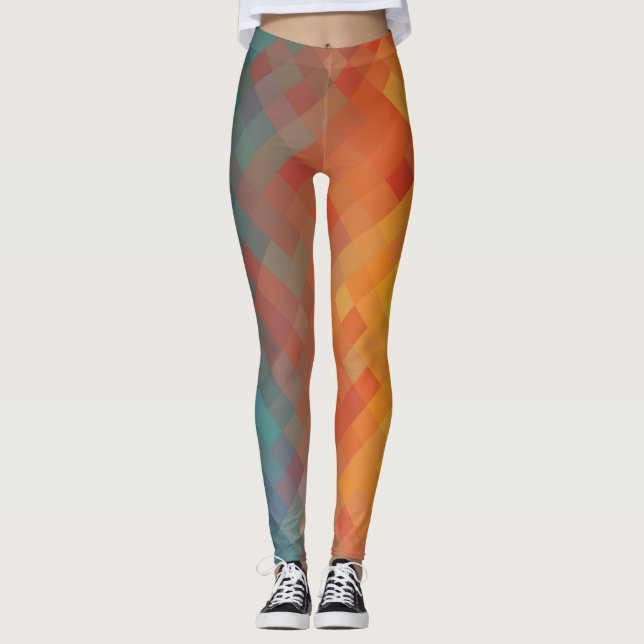 Colorful Geometric Modern Diamond Pattern #4 Leggings (Front)