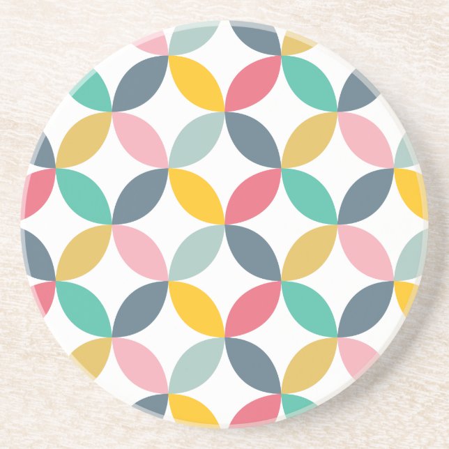 Colorful Geometric  Modern Pattern Drink Coaster (Front)