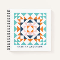 Colorful Geometric Modern Quilt Block Personalized
