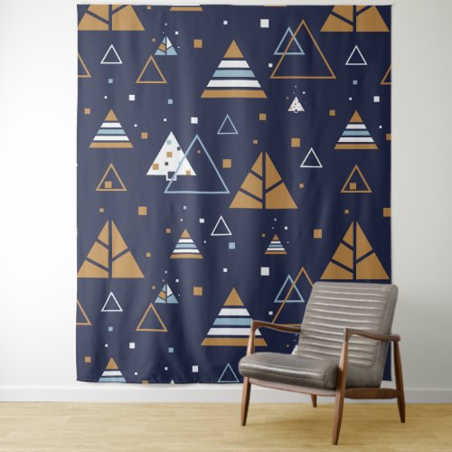 Colorful Geometric Modern Triangles Pattern Tapestry