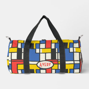 Colorful Geometric Mondrian Style Print Duffle Bag