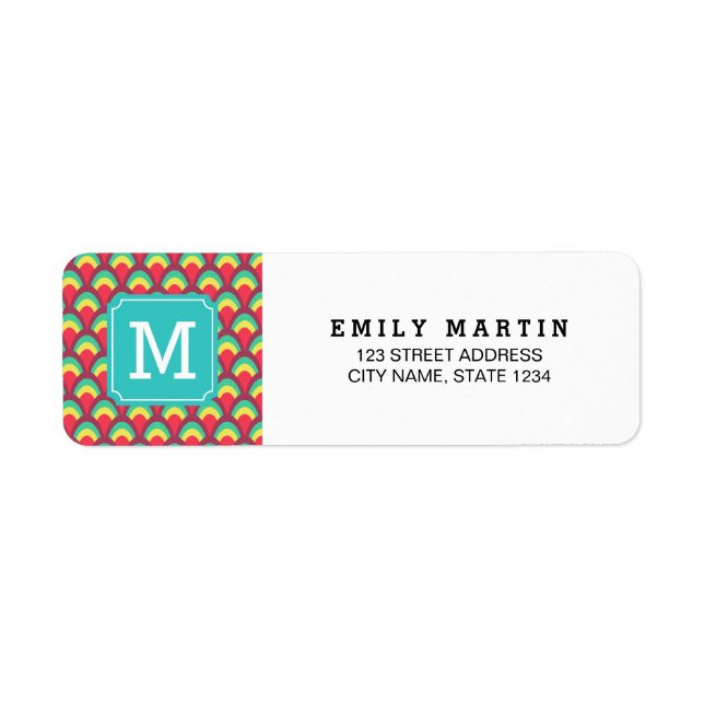 Colorful Geometric Monogram Address Label (Front)
